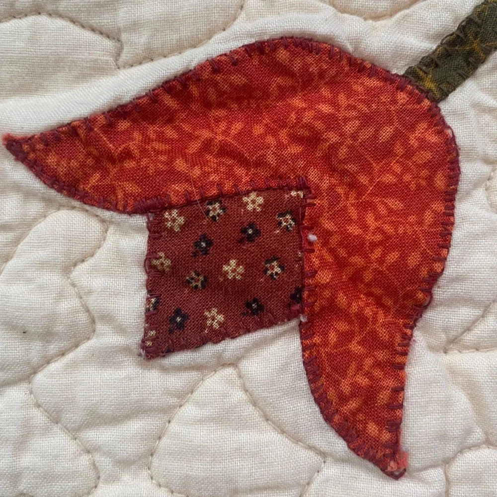 Nostalgia Home Fashions Handmade Sampler Patchwork Quilt Burgundy Floral Queen